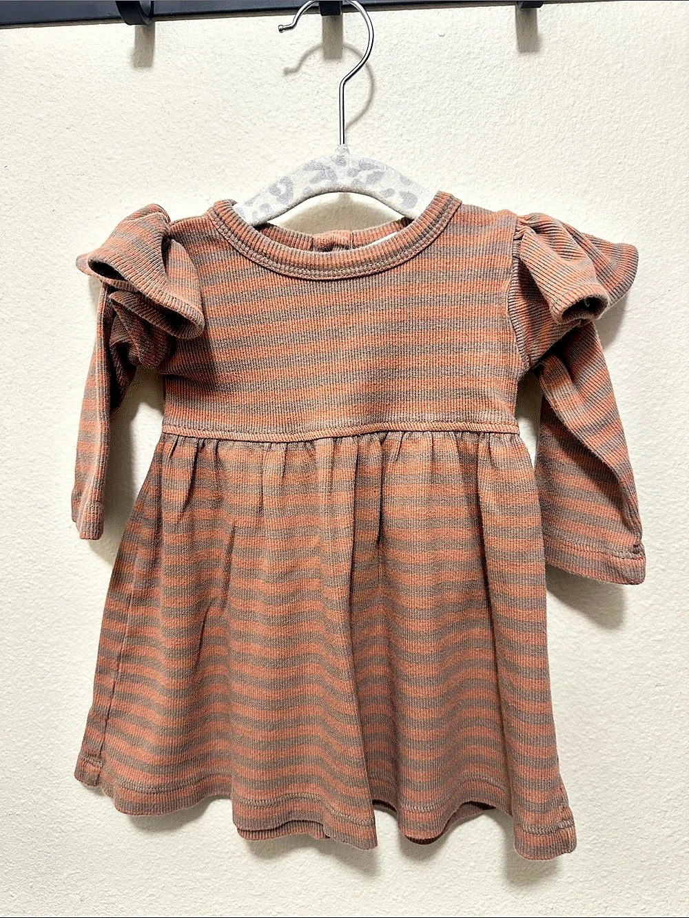 Kate Quinn Long Sleeve Ruffle Dress Baby Striped Dress 6-12M